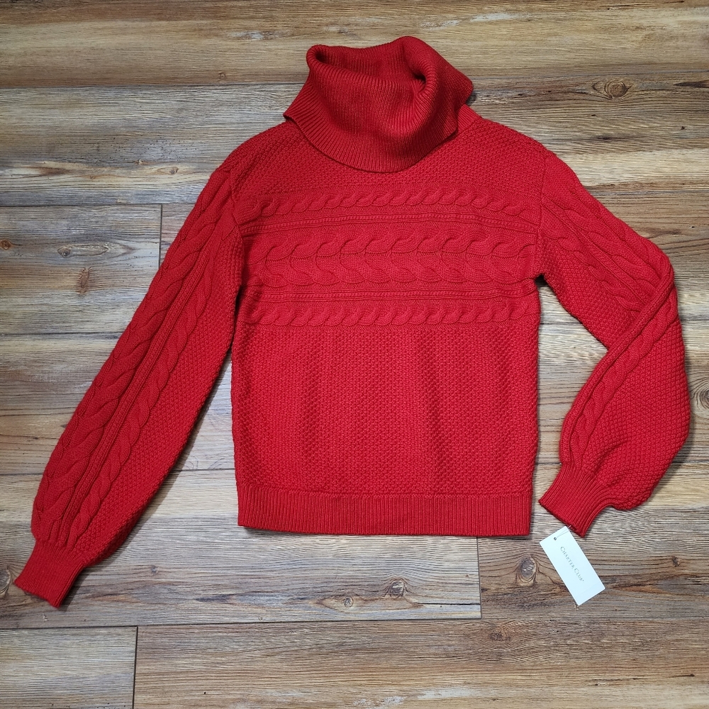 Charter Club Sweater Women's M Red Cowl Neck Knit NEW